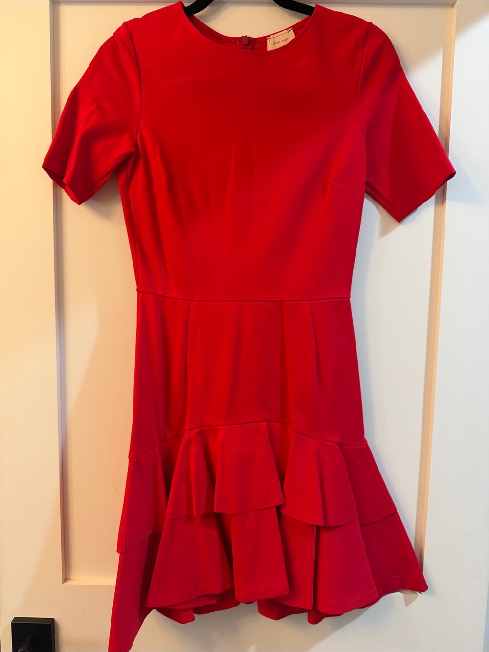 love...ady Bright Red Ruffle Hem Party Dress